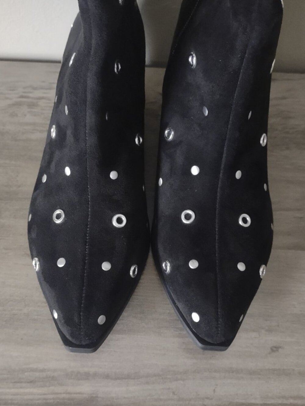 Black faux suede booties with studs & grommets - NWT - size 8 - western moto